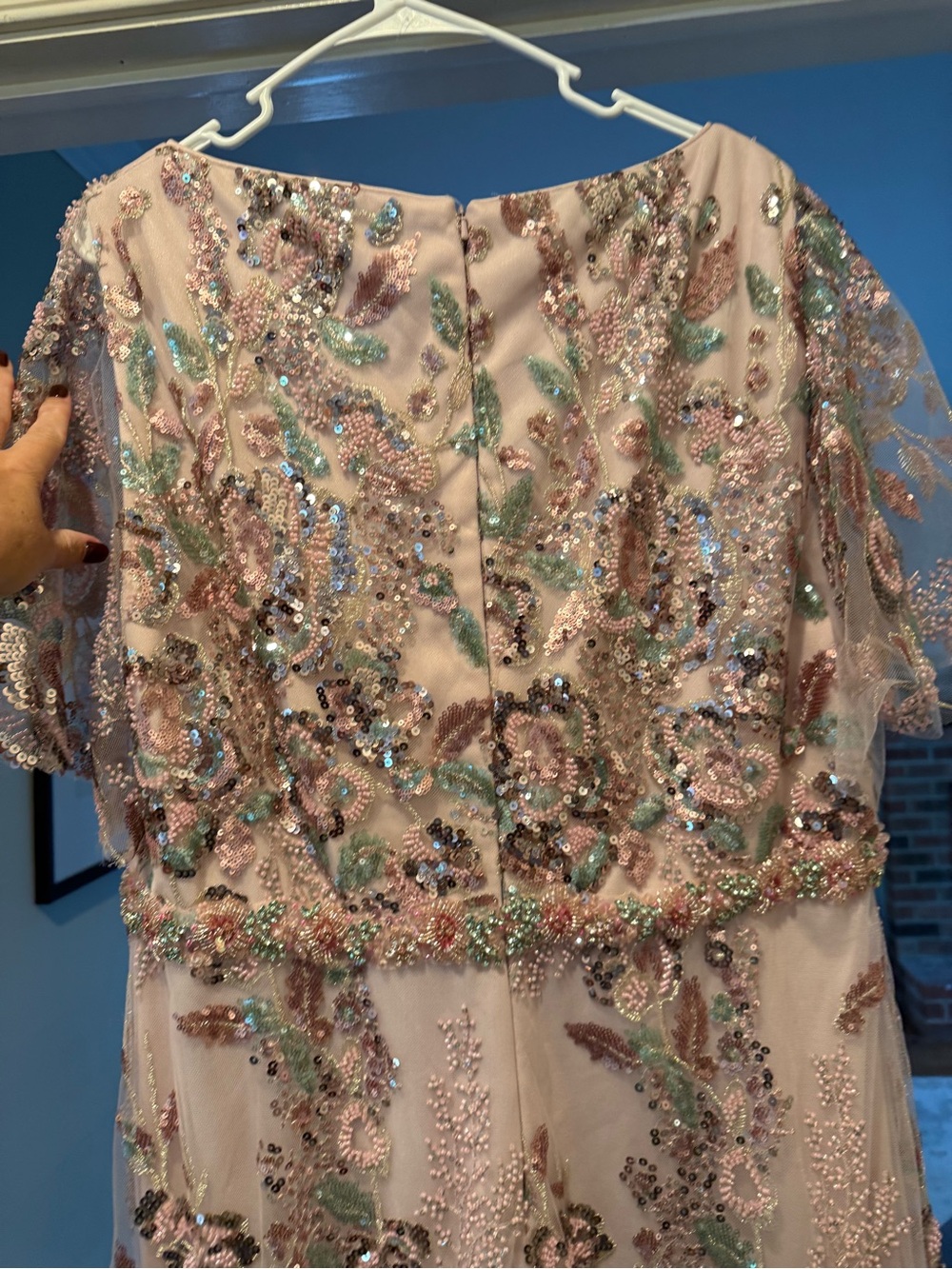 Mac Duggal Blush Pink Embellished Floral Maxi Dress - Picture 4 of 5